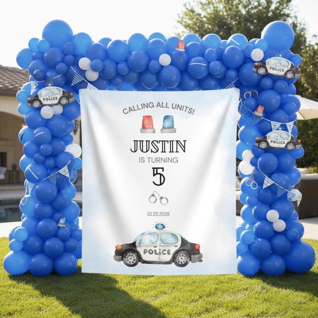Police Blue Backdrop Police Themed Birthday Backdrop Police Car Welcome Sign Custom Cop Bday ...