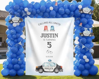 Politie Verjaardag Cake Topper Politieagent Politie Auto Thema Voor Kinderen Jongen Meisje Man Gelukkige Verjaardag Pensioen Feestbenodigdheden Zwarte Glitter Decoraties