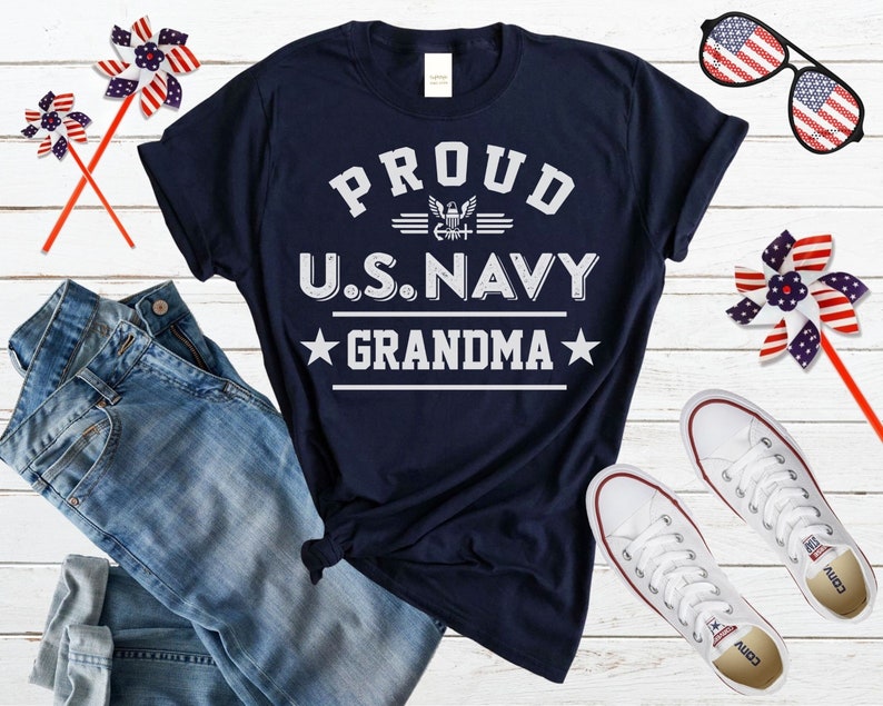 Proud US Navy Grandma Tshirt Hoodie Sweatshirt Navy Grandma Gift Military Grandma Tee Custom Navy Family Graduation Shirt Navy Grandma Gift UNISEX TEE NAVY