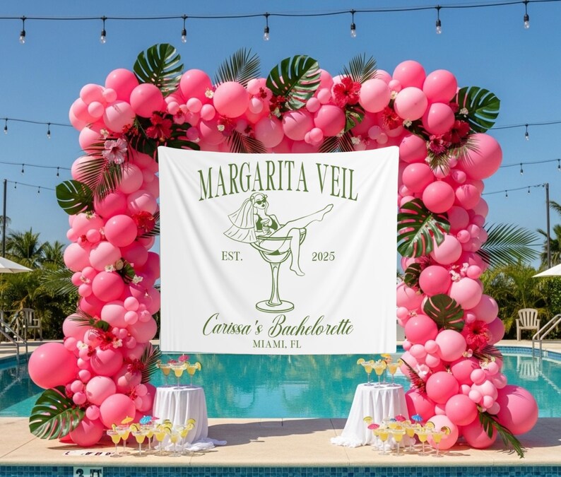 Margarita Themed Bachelorette Photo Backdrop Custom Margarita Veil Bach ...