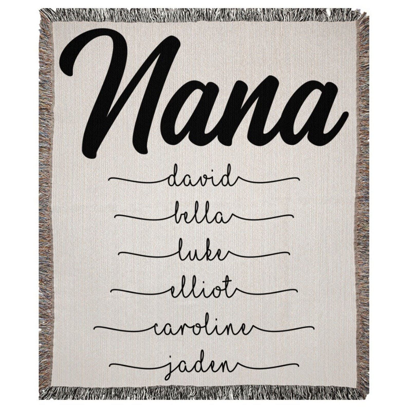 Personalized Nana Cotton Woven Throw Blanket Nana Etsy