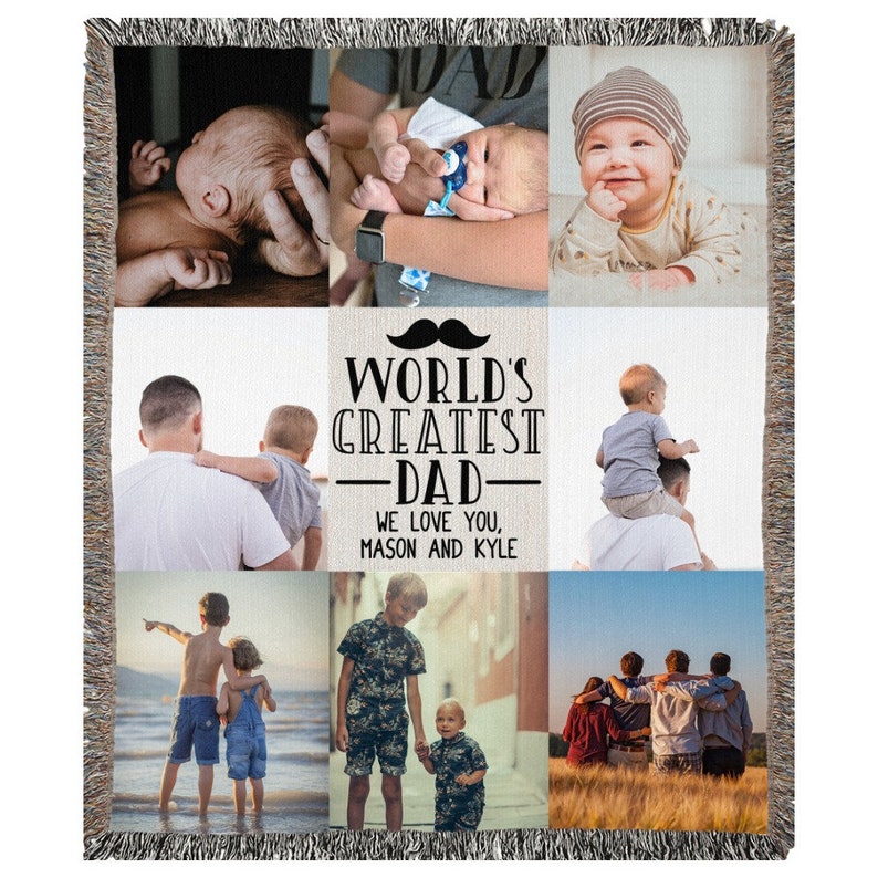 Personalized Dad Woven Cotton Throw Blanket Father's Day Etsy