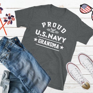 Proud US Navy Grandma Tshirt Hoodie Sweatshirt Navy Grandma Gift Military Grandma Tee Custom Navy Family Graduation Shirt Navy Grandma Gift UNISEX TEE GREY