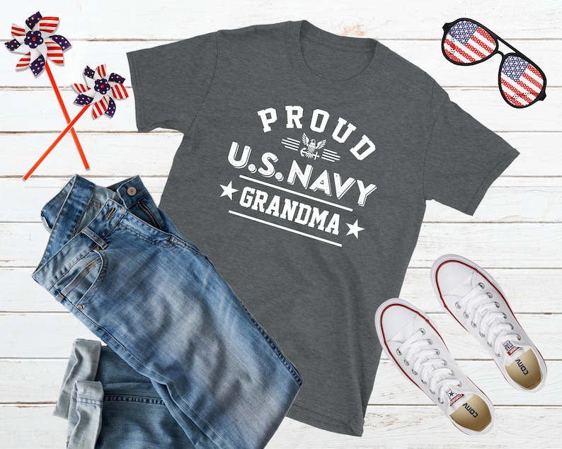 Proud US Navy Grandma Tshirt Hoodie Sweatshirt Navy Grandma Gift Military Grandma Tee Custom Navy Family Graduation Shirt Navy Grandma Gift UNISEX TEE GREY