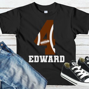 Personalized Football 5th Birthday Shirt, Boys Five Birthday T-shirt, Football Themed Birthday Tee, Sports 5th Birthday, Five Year Old Gift image 2