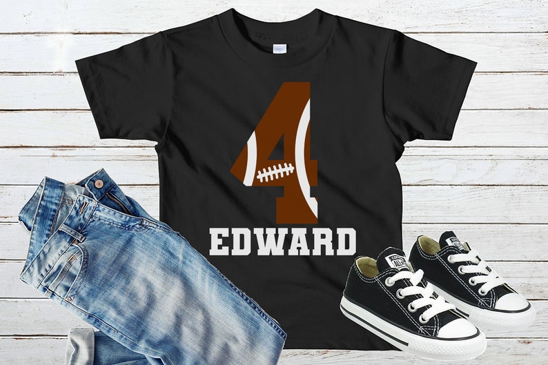 Personalized Football 5th Birthday Shirt, Boys Five Birthday T-shirt, Football Themed Birthday Tee, Sports 5th Birthday, Five Year Old Gift image 2