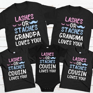 Personalized Lashes Or Staches Family Gender Reveal Party Shirt Custom Boy Or Girl Baby Reveal T-shirt Pregnancy Reveal Matching Family Tees image 2