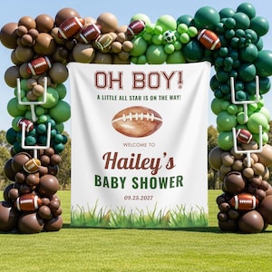 Football Baby Shower Photo Backdrop Custom Little All Star Banner for Boys Football Baby Welcome Sign Sports Baby Shower Tapestry Decor