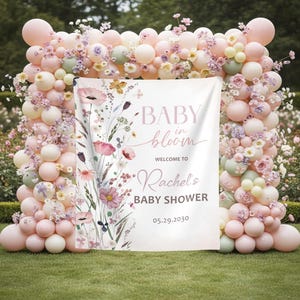 Baby In Bloom Baby Shower Backdrop Wildflower Shower Banner For Girls Garden Baby Welcome Sign Floral Shower Tapestry Spring Flowers Decor image 6