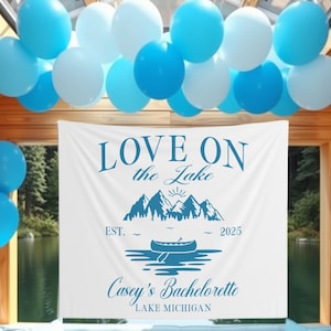 Custom Lake Bachelorette Backdrop Camping Bach Party Banner Girls Lake Weekend Decor Cabin Bridal Party Tapestry Lake Bach Welcome Sign