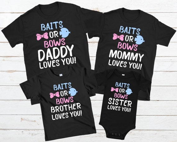 Personalized Baits or Bows Family Gender Reveal Party Shirt Custom Fishing  Theme Baby Reveal Tee Pregnancy Reveal Ideas Matching Family Tees -   Canada