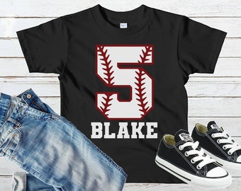 Personalized Baseball 5th Birthday Shirt, Boys Fifth Birthday Shirt, Five Year Old Shirt, Baseball Theme Birthday Party, Sports 5th Birthday