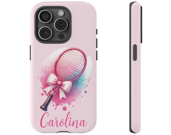 Custom Tennis Racquet Coquette Bow Phone Case Tennis Player iPhone Case Samsung Case Tennis Coach Gift Tennis Lover Phone Cover Accessory