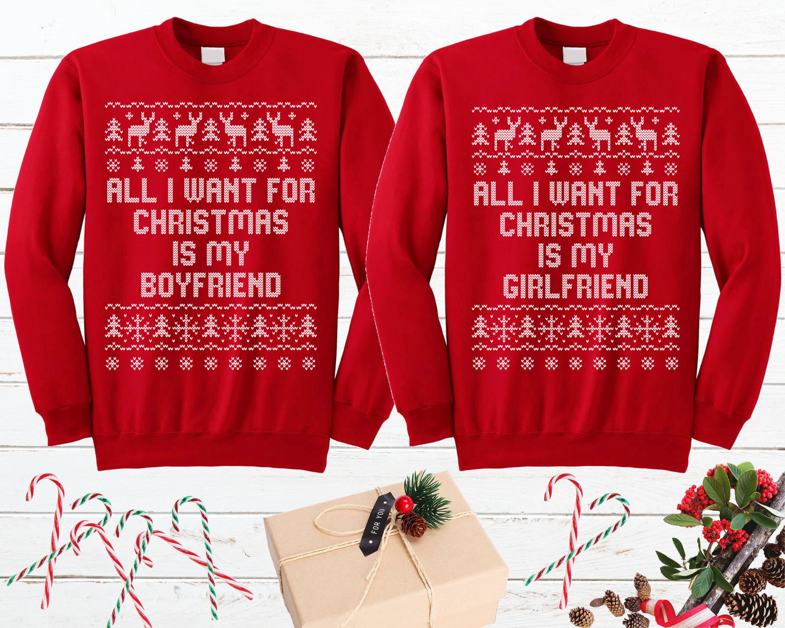 Boyfriend and Girlfriend Matching Ugly Christmas Sweater All I - Etsy  Finland
