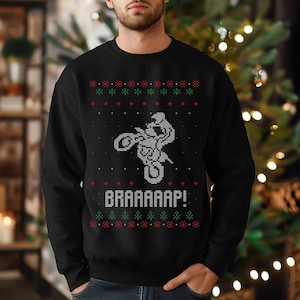 Braap Dirt Bike Ugly Christmas Sweater Dirt Rider Christmas Gift Dirt Bike Racing Shirt Mountain Bike Shirt Motocross Shirt Stocking Stuffer