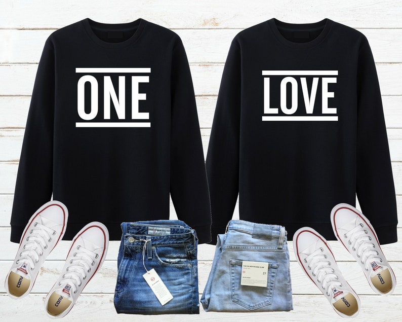 One Love Couple Sweatshirt, Matching Couple Shirts, Anniversary Shirts, His and Hers Shirt, Couple Hoodies, Gift For Couple, Engagement Gift 