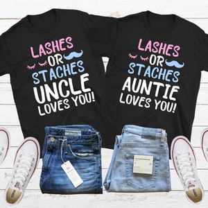 Personalized Lashes Or Staches Family Gender Reveal Party Shirt Custom Boy Or Girl Baby Reveal T-shirt Pregnancy Reveal Matching Family Tees image 3