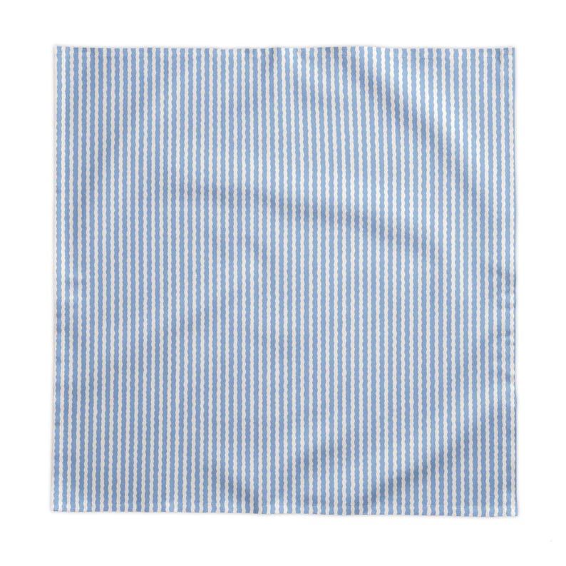Light Blue and White Scalloped Stripe Tablecloth Beach Wedding Table Linens Nautical Tablescape For Baby Shower Bridal Shower Host Gifts 58'' × 58''
