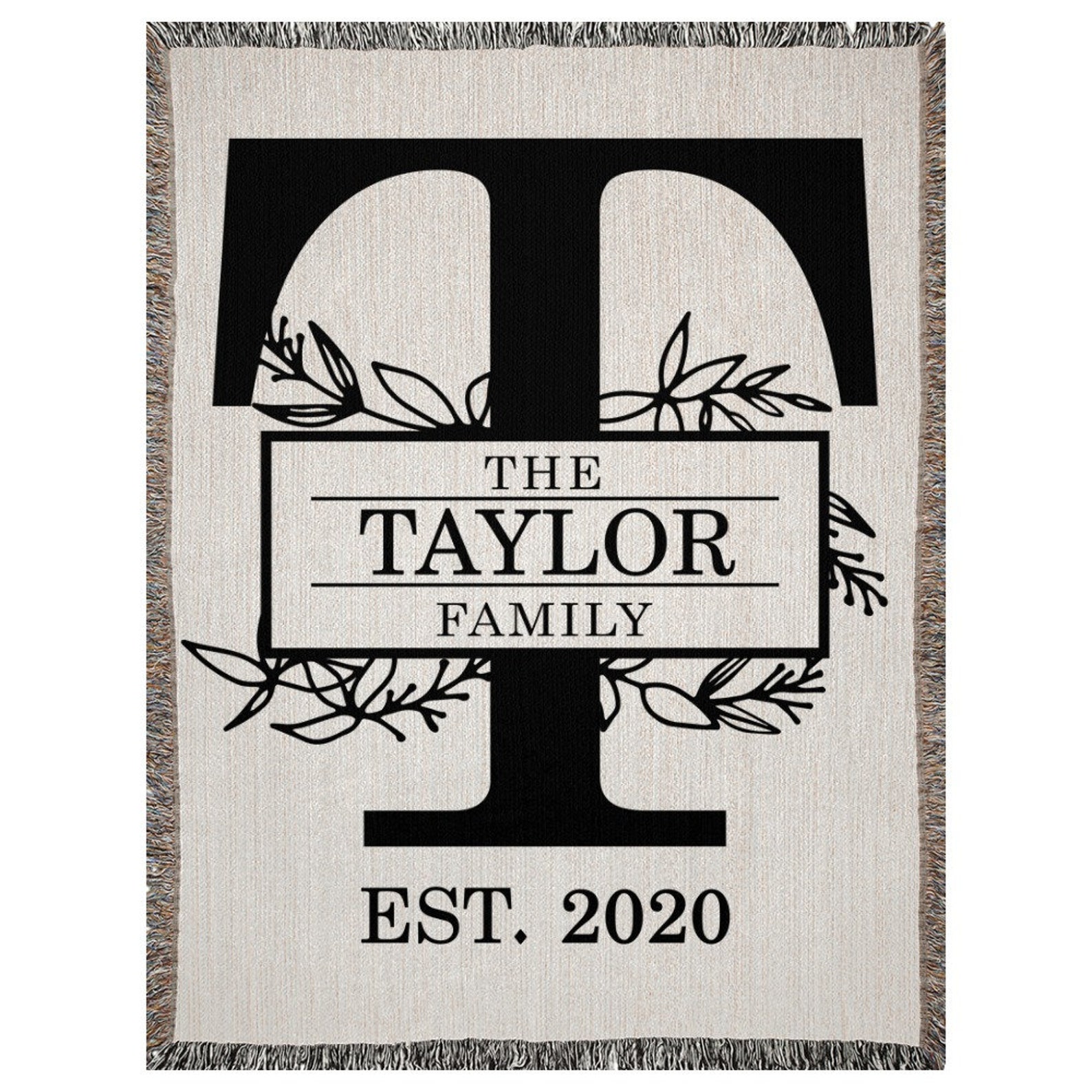 Personalized Family Name Cotton Woven Throw Blanket Family Etsy