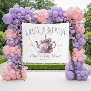 Baby Shower Tea Party Backdrop Custom A Baby Is Brewing Banner Garden Baby Brunch Tapestry Floral Tea Decor Baby Shower Tea Welcome Sign