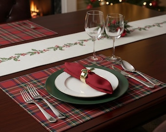 Royal Stewart Tartan Placemats Classic Red Plaid Table Mats Highland Tartan Holiday Table Decor Preppy Old Money Table Setting Accent