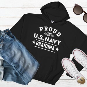 Proud US Navy Grandma Tshirt Hoodie Sweatshirt Navy Grandma Gift Military Grandma Tee Custom Navy Family Graduation Shirt Navy Grandma Gift HOODIE BLACK