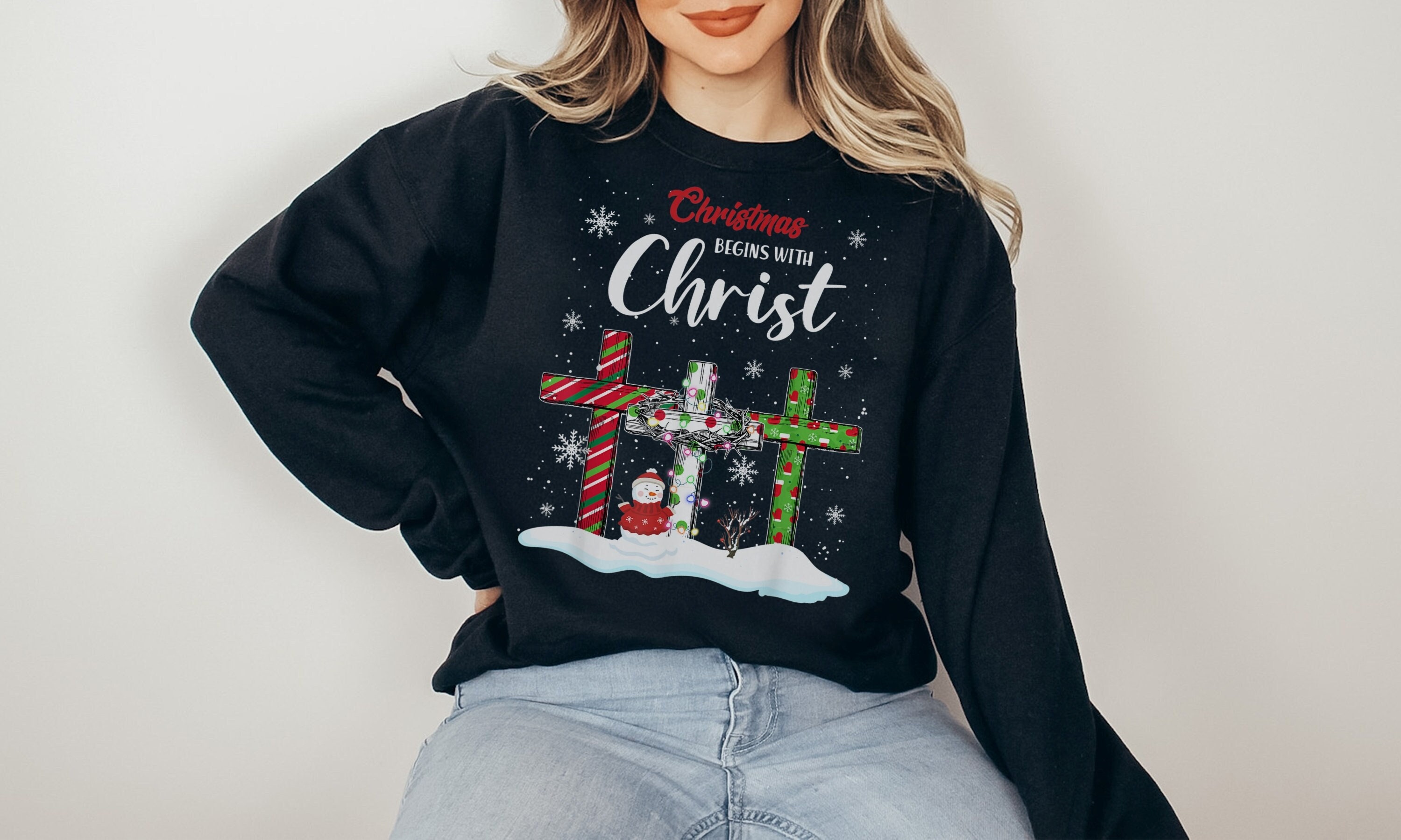 Christmas Begins With Christ Sweater Jesus Christmas - Etsy