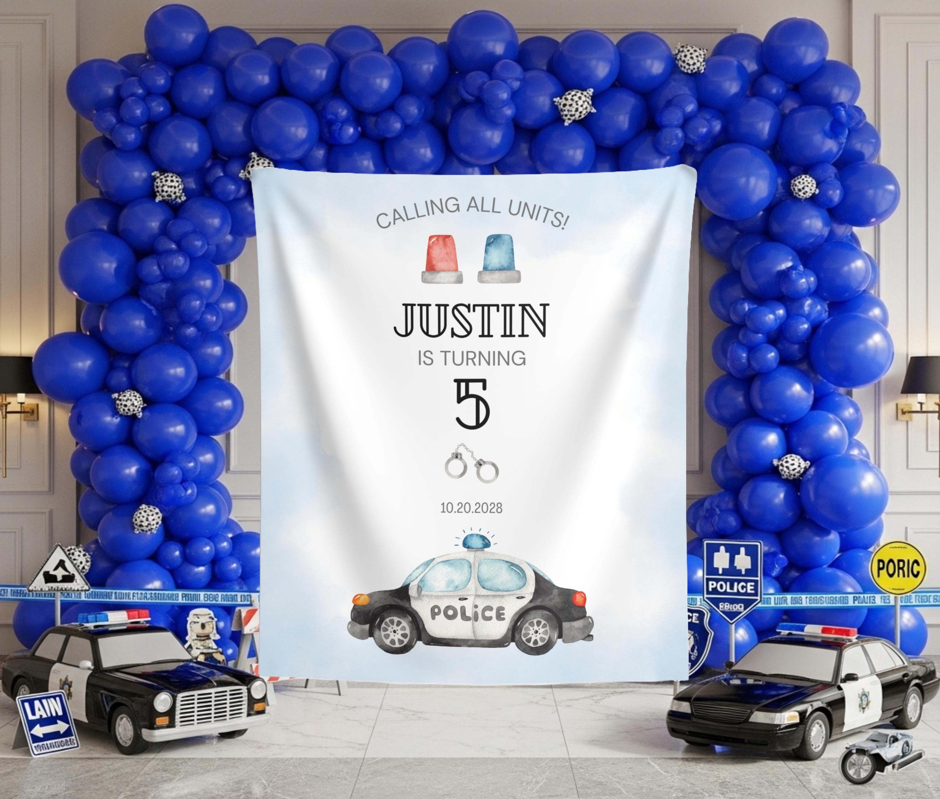Police Blue Backdrop Police Themed Birthday Backdrop Police Car Welcome Sign Custom Cop Bday ...