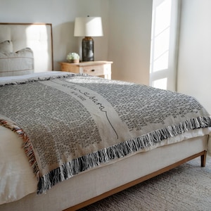Personalisierte Hochzeit Gelübde Baumwolle gewebte Decke, Hochzeitstag Decke, Ehe Gelübde Druck, individuelles Hochzeitsgeschenk, Erinnerungsdecke Bild 5