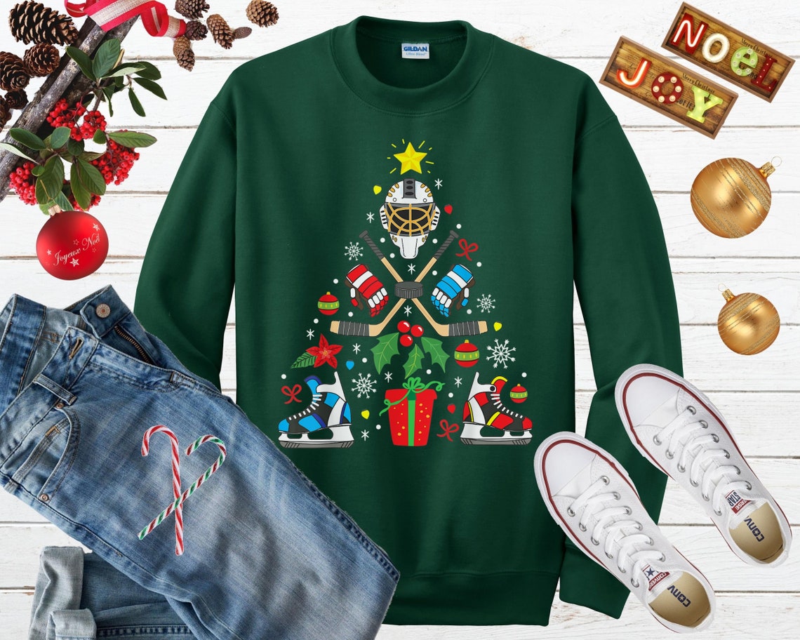 Ice Hockey Christmas Tree Ugly Sweater Ice Hockey Holiday - Etsy