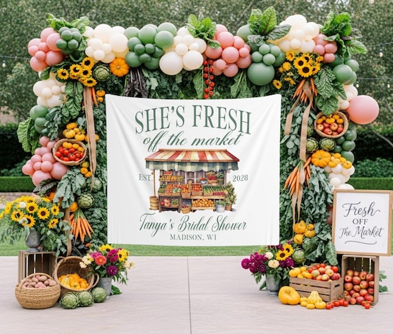 fresh off the market bridal shower dress Alexis Ivana Alcala | my 'fresh off the market' backyard bridal shower    I've loved this theme for years and always knew I wanted to  have it in my