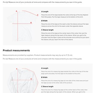 Puede incluir: Diagrama que muestra c&oacute;mo medir la longitud, el ancho y la longitud de la manga de una camiseta blanca. Las medidas est&aacute;n en pulgadas.
