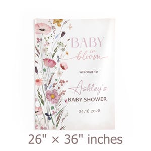 Baby In Bloom Baby Shower Backdrop Wildflower Shower Banner For Girls Garden Baby Welcome Sign Floral Shower Tapestry Spring Flowers Decor 26" × 36"