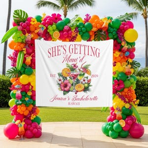 Hawaii Bachelorette Photo Backdrop She's Getting Maui'd Welcome Sign Custom Maui Bach Party Banner Tropical Bridal Decor Beach Bach Tapestry