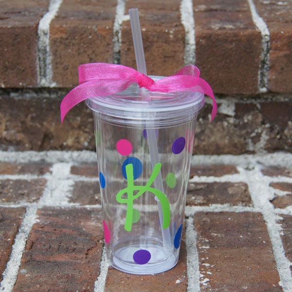 CLEAR Personalized - 16oz - Tumbler cup with Lid & Straw