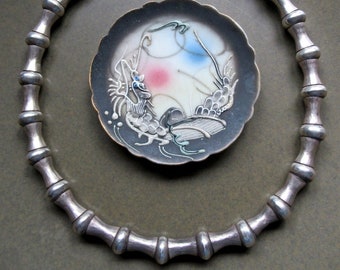 Vintage Organically Shaped Handmade Silver Necklace