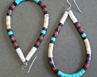 Distinctive Handmade Heishe Bead Earrings from Santa Domingo