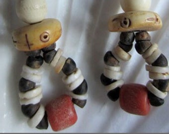 Unique Natural Tribal Bead Earrings