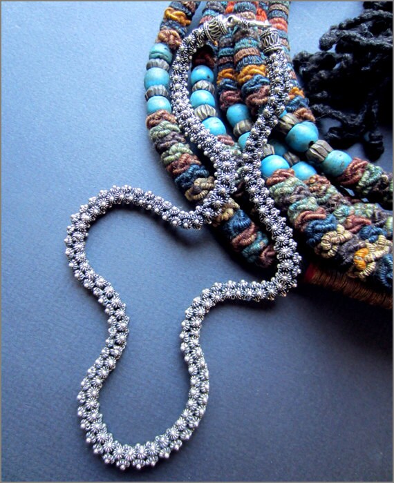 Vintage Silver Starflower Cluster Necklace - image 2