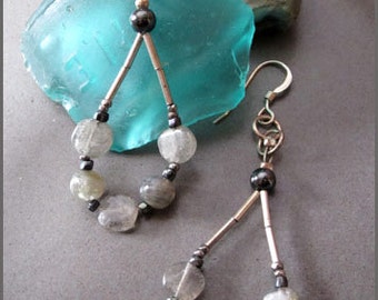 Loops of Vintage Silver, Labradorite and Hematite