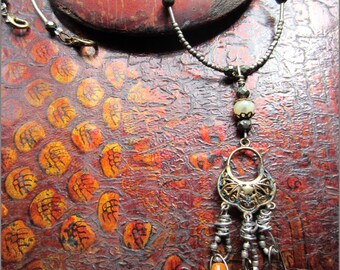 OOAK Victorian Tribal Coral Necklace