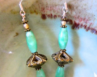Mint Green Chrysoprase Dangle Earrings