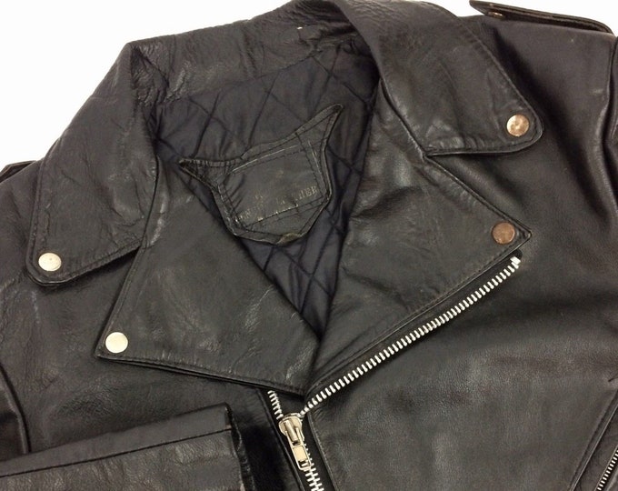 Vintage Vtg Men Black STEER Hide Leather MOTORCYCLE Riding - Etsy