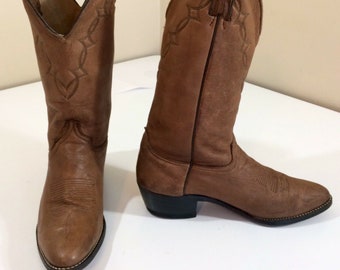 Nubuck western boots | Etsy ACME Boots VTG 6.5 M Black Suede Nubuck