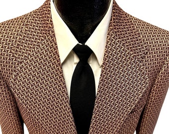 Vintage 70's Cripps Men's TEXTURED Brown Sport Coat MoD ELECTRIC ATOMIC Jacket Disco Blazer 38 R