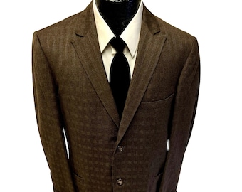 Vintage 50's Val-Mead BESPOKE Brown ROCKABILLY Sport Coat Silver ATOMIC Fleck Jacket Wool Blazer