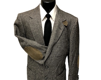 Herringbone sport coat with elbow patches top