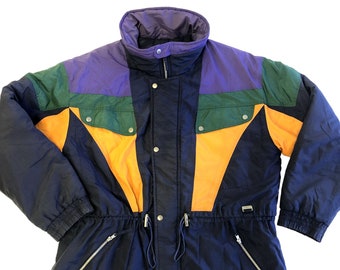 Vintage 80 90's Stagsport Men Blue COLOR BLOCK Puffer Snow Skiing