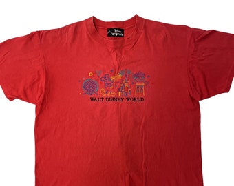Koszulka Vintage 80 90 Walt Disney Originals Red Theme Park z haftem Myszka Miki XL