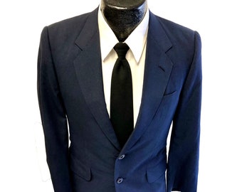 Vintage 50's BESPOKE Sport Coat WOOL Navy Blue Jacket ROCKABILLY Blazer 34
